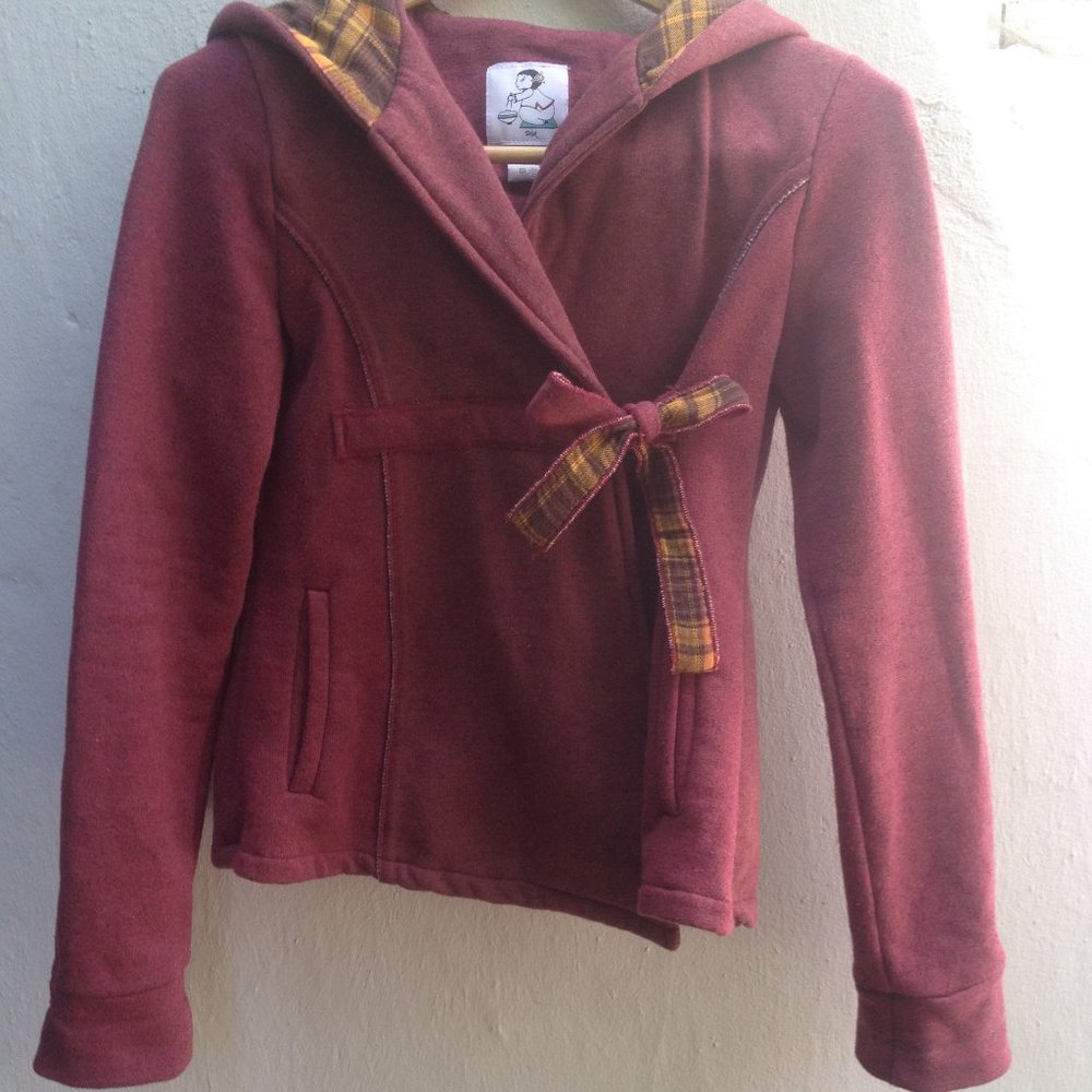 Rebe mauve/plaid hoodie jacket: handmade, designer